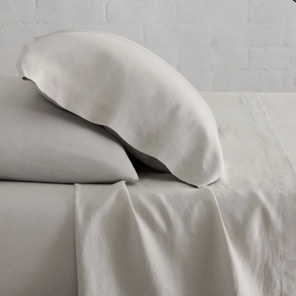 ❤️BUY 2 GET 1 FREE West Elm European Flax Linen,Full,Retail $269.00,Frost Grey
